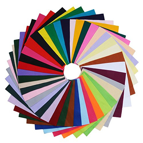 Life Glow DIY Polyester Soft Felt Fabric Squares Sheets Assorted Colors 12x12 inch(30x30cm) for Crafts, 1.5mm Thick 40Pcs total