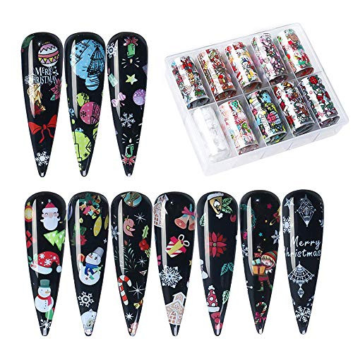 10 Colors Christmas Nail Foil Transfer Sticker Christmas Nail Art Stickers Tips Wraps Foil Transfer Adhesive Glitters Acrylic DIY Nail Decoration?Christmas elements? 10 Colors Christmas Nail Foil Transfer Sticker Christmas Nail Art Stickers Tips Wraps Foil Transfer Adhesive Glitters Acrylic DIY Nail Decoration?Christmas elements?