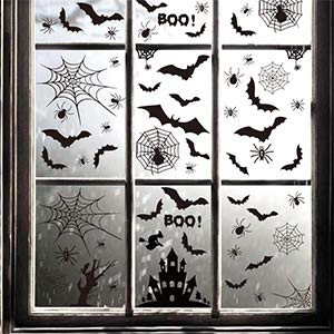 Halloween Window Clings Decoration Bats Spiders?Weepa 68 Pcs Halloween Bat Spider Window Sticker Decorations Party Supplies