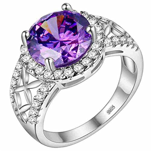 Uloveido Platinum Plated Oval Purple CZ Stone Anniversary Wedding Rings for Women Girls Promise Ring Jewelry Gift Size 8 J679 Uloveido Platinum Plated Oval Purple CZ Stone Anniversary Wedding Rings for Women Girls Promise Ring Jewelry Gift Size 8 J679
