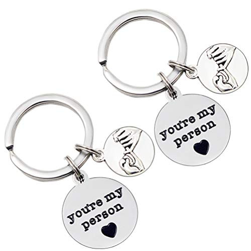 2PC Couples Keychain Gifts You Are My Person Pinky Promise Charm Key Chain for Boyfriend Girlfriend Best Friend Birthday Valentines Day Key Chain Gift