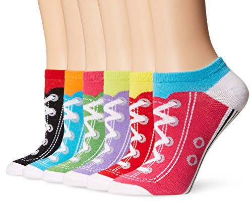 K  Bell Women s 6 Pack Novelty No Show Low Cut Socks  Sneakers  Assorted   Shoe Size  4 10