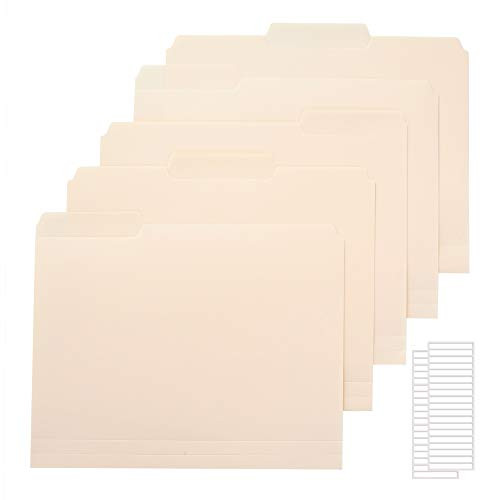 Sooez 18 Pack Plastic Manila 1 3 Cut File Folders with Sticky Labels  Heavy Duty Letter Size Manila File Folder with Writable   Erasable Category Tab Perfect for Home School Office Organization