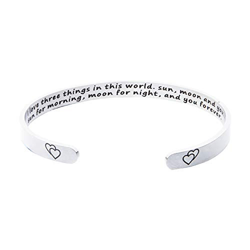 Inspirational Engraved Mantra Cuff Bangle Stainless Steel Bracelets for Women for Her Crown Personalized Gifts Jewelry I love three things Inspirational Engraved Mantra Cuff Bangle Stainless Steel Bracelets for Women for Her Crown Personalized Gifts Jewelry I love three things