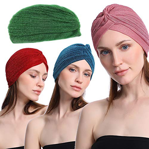 ReallyDobry 4 PCS Women Head Wraps Sparkling Head Wrap Premium Turban Sparkly Headband Fashionable Hairband Hair Band Accessories for Girls and Women Solid Color Headwrap Headscarf ReallyDobry 4 PCS Women Head Wraps Sparkling Head Wrap Premium Turban Sparkly Headband Fashionable Hairband Hair Band Accessories for Girls and Women Solid Color Headwrap Headscarf