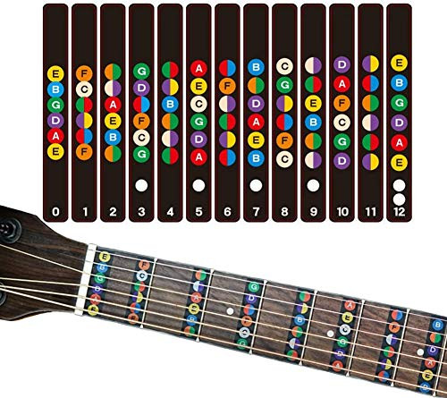 Guitar Fretboard Note Decals Fingerboard Frets Map Sticker for Beginner Learner Practice Fit 6 Strings Acoustic Electric Guitar  Black