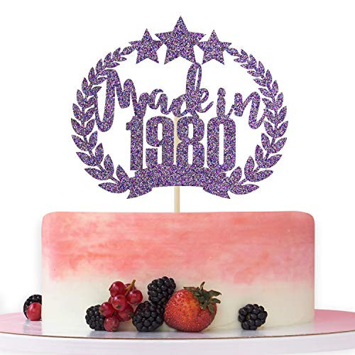 Purple Glitter Made in 1980 Cake Topper Happy 40th Birthday Cake Decor Cheers to 40 Years 40th Anniversary Party Decoration Supplies Purple Glitter Made in 1980 Cake Topper Happy 40th Birthday Cake Decor Cheers to 40 Years 40th Anniversary Party Decoration Supplies