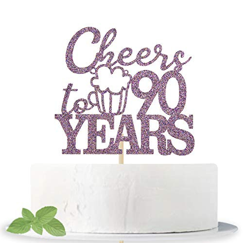 Purple Glitter Cheers to 90 Years Cake Topper for 90th Anniversary   90th Birthday Cake Decorating  Hello 90 90   Fabulous Birthday Party Decorations Supplies