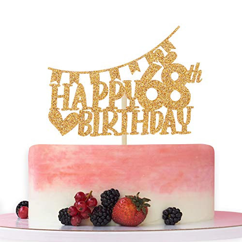 Gold Glitter Happy 68th Birthday Cake Topper Hello 68 Cheer to 68 Years Old  68th Anniversary Birthday Party Decoration Supplies
