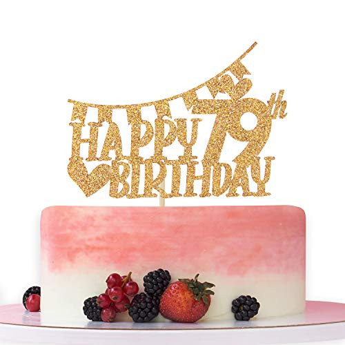 Gold Glitter Happy 79th Birthday Cake Topper Hello 79 Cheer to 79 Years Old  79th Anniversary Birthday Party Decoration Supplies