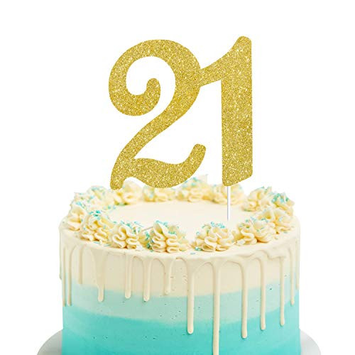 Numbrer 21 Cake Topper for Happy 21th Birthday or Anniversary Party Decoration Supplies