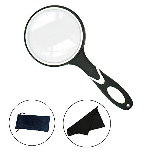 Magnifying Glass 10X Handheld Reading Magnifier for Seniors   Kids  Thickened Magnifying Lens with Non Slip Rubber Handle  Ideal for Reading Small Prints Hobby Observation Inspection