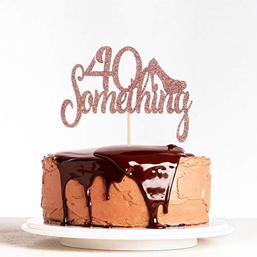 WeBenison Rose Gold Glitter 40 Something Cake Topper 40th 41st 45th 49th Birthday Number 40 Cake Topper Marriage Anniversary Birthday Party Decoration Supplies
