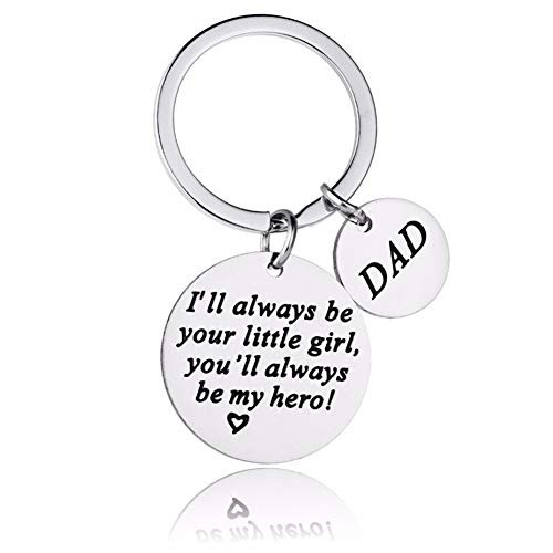 Christmas Gifts Keychain for Dad   Dad Gift from Daughter for Birthday  Father s Day I ll Always Be Your Little Girl  You Will Always Be My Hero Keychain
