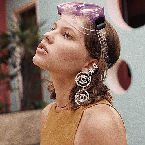 Doubnine Metallic Geometric Double Evil Eyes Gold Statement Earrings Large Dangle for Women Halloween Fashion