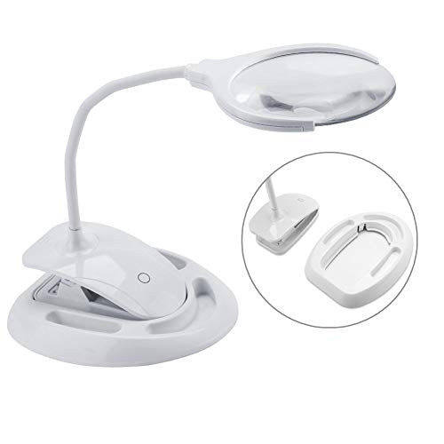 LED Lighted Magnifier Desk Flexible Magnifying Loupe Glass Lighted Magnifier Lamp for Reading,Hobbies, Crafts, Workbench,Needlework,Jewelry Design