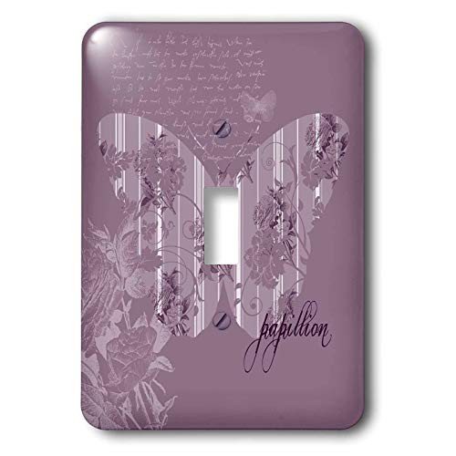 3dRose lsp 130518 1 Purple Floral French Butterfly Single Toggle Switch