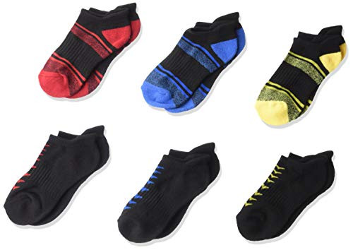 Spalding Boys  6 Pack No Show  black Multi  Sock Size 6 8 5  Shoe Size 7 5 3 5