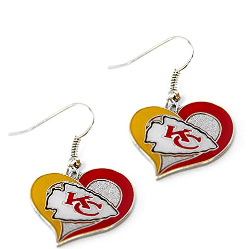 NFL Kansas City Chiefs Swirl Heart Earrings