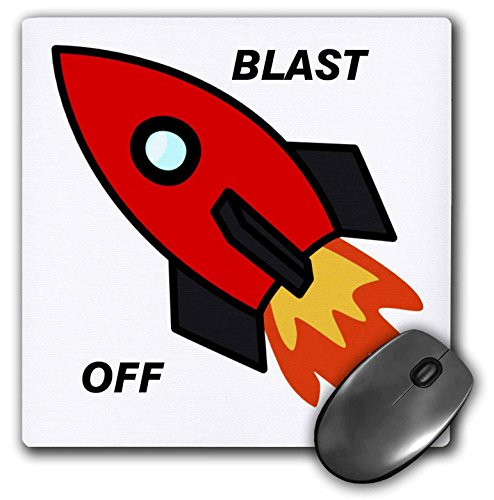 3dRose LLC 8 x 8 x 0 25 Inches Mouse Pad  Red Blast Off Rocket  mp 43709 1