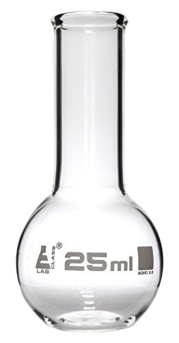 Boiling Flask  25ml   Borosilicate Glass   Flat Bottom  Narrow Neck   Eisco Labs