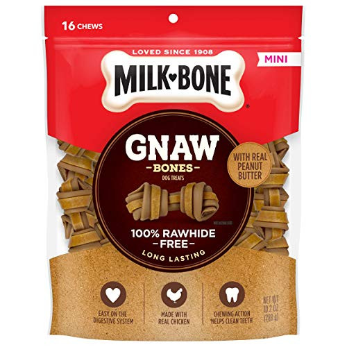 Milk Bone Gnaw Bones Rawhide Free Chew Treats for Dogs Peanut Butter Chicken 16 Mini Knotted Bones Milk Bone Gnaw Bones Rawhide Free Chew Treats for Dogs Peanut Butter Chicken 16 Mini Knotted Bones