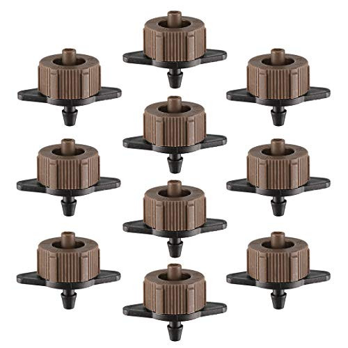 uxcell Pressure Compensating Dripper 2 GPH 8L H Emitter for Garden Lawn Drip Irrigation with Barbed Hose Connector  Plastic Black Brown 25pcs