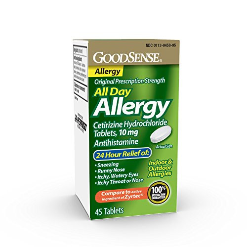 Goodsense All Day Allergy  Cetirizine Hcl Tablets 10 Mg  Antihistamine for Allergy Relief  45 Count