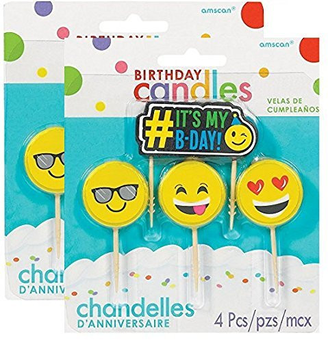 amscan Emoji Pick Candle Set 4 ct   2 Pack