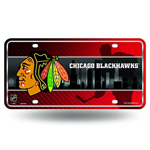 NHL Rico Industries Metal License Plate Tag  Chicago Blackhawks