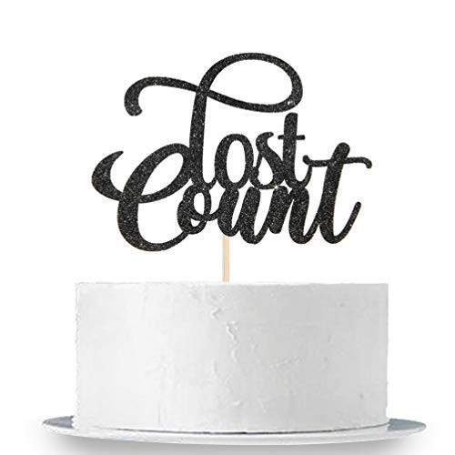 INNORU Black Glitter Lost Count Cake Topper   Birthday Sign   Happy 29th 30th 40th 50th 60th Birthday Cake Topper   Anniversary Party Decoration Supplies