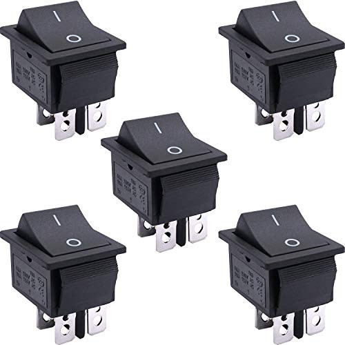 Taiss   5Pcs AC 250V 16A  125V 20A Black ON Off DPST 4 Pin 2 Position Mini Boat Rocker Switches Car Auto Boat Rocker Toggle Switch Snap KCD2 201