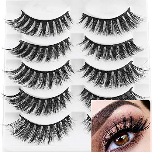 3D Mink False Eyelashes Full Strips Thick Cross Long Lashes Wispy Fluffy Eye Makeup Tools 5 Pairs  Q4