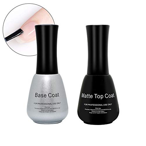 BlinkinGel Gel Nail Polish Matte Top Coat and Base Coat  Matte Shine Finish and Long Lasting  Base Coat No Wipe Matte Top Coat Set Soak Off UV LED Gel Nail Lacquer   2 x 15ml