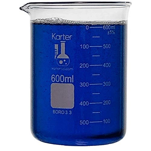 600ml Beaker  Low Form Griffin  Borosilicate 3 3 Glass  Graduated  Karter Scientific 232T4  Single