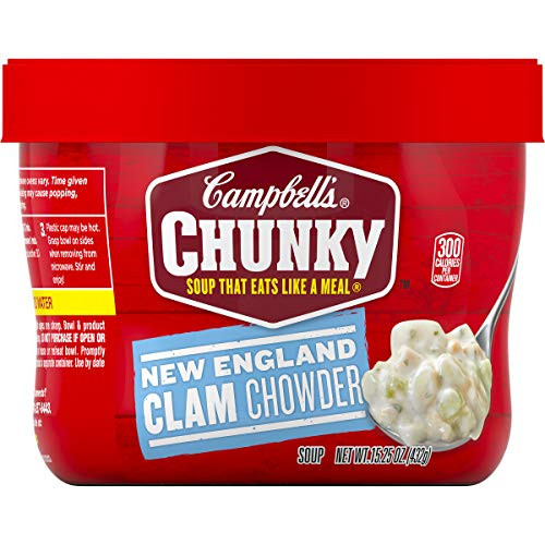 Campbell s Chunky New England Clam Chowder Soup Microwavable Bowl 15 25 oz Campbell s Chunky New England Clam Chowder Soup Microwavable Bowl 15 25 oz