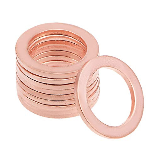 uxcell 10Pcs 14mm x 20mm x 1 5mm Copper Flat Washer for Screw Bolt