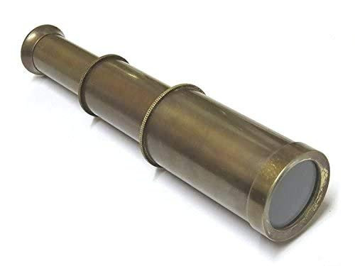 NauticalMart Marine Brass Telescope 6  in Antique Finish with Leather Case Brass Ship Captain s Telescope Vintage Replica Gift