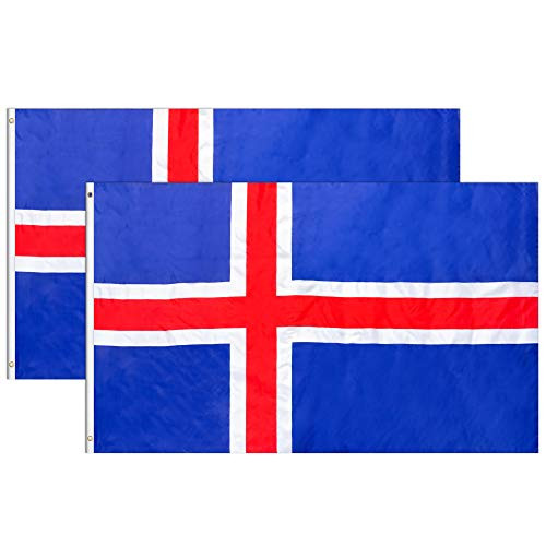 Consummate Iceland Flag Icelandic National Flags 3x5 ft Polyester Flag Banner with Brass Grommets 2 Pack
