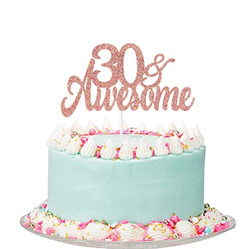 Rose Gold Glitter 30   Awesome Cake Topper   30th Birthday   30th Anniversary Cake Topper  30th Birthday   30th Anniversary Party Decorations