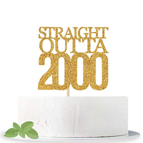 Gold Glitter Straight Outta 2000 Cake Topper   Cheers to 20 Years   20 and Fabulous Cake Topper   20th Birthday Wedding Anniversary Party Sign Decorations