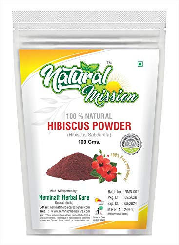 Natural Mission Hibiscus Powder SABDARIFFA 100 Pure  Natural and Organic For Hair Skin  100g