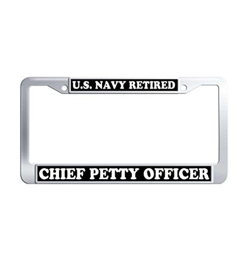 U.S. Navy Retired Metal License Plate Frame Holders, Chief Petty Officer Personalized Tinted Universal Car License Cover Holder Frames for US Standard with 2 Screws Caps U.S. Navy Retired Metal License Plate Frame Holders, Chief Petty Officer Personalized Tinted Universal Car License Cover Holder Frames for US Standard with 2 Screws Caps