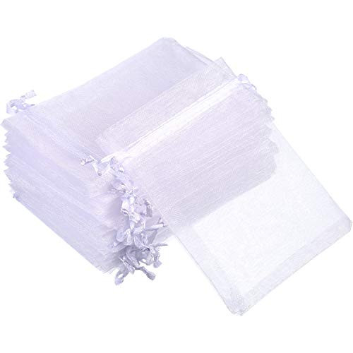 Mudder Organza Gift Bags Wedding Favour Bags Jewelry Pouches  Pack of 100  4 x 4 72 Inch  White