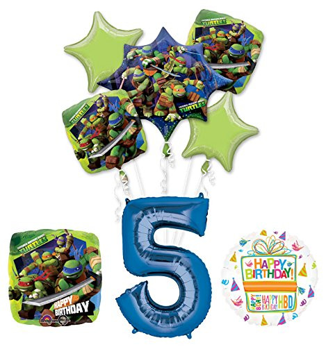 Teenage Mutant Ninja Turtles 5th Birthday Party Supplies and TMNT Balloon Bouquet Decorations