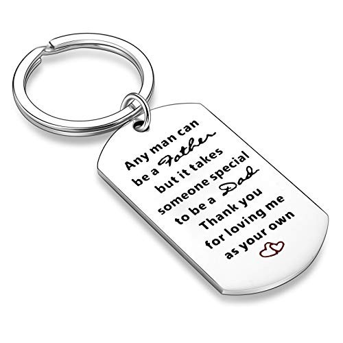 Stepdad Gifts from Stepdaughter Stepson Step Dad Keychain Key Tags Fathers Day Gifts for Stepfather Father in Law from Daughter Son  It Takes Someone Specail to Be A Dad