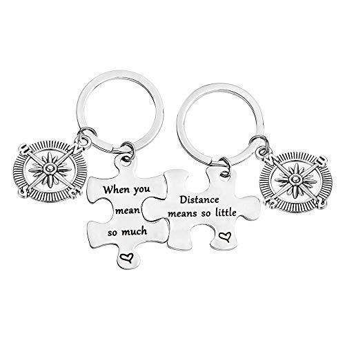 bobauna Distance Means So Little When You Mean So Much Keychain Set Long Distance Gift for Couples Best Friends  Distance Keychain Set