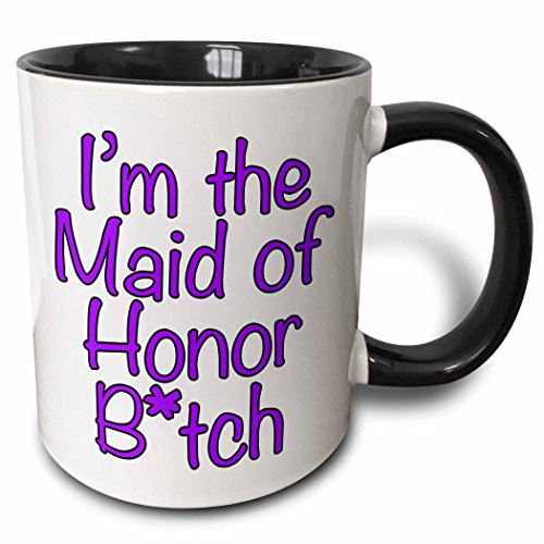 3dRose I m The Maid Of Honor Batch Purple Two Tone Mug  11 oz  Black