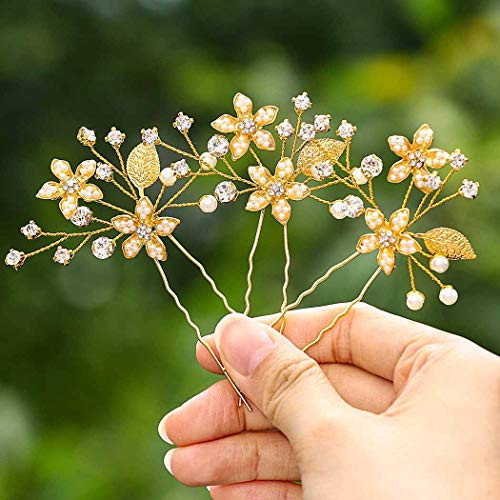 Fstrend Bridal Wedding Hair Pins Silver Sparkly Crystal Rhinestones Hairpin Flowers Leaf Bride Hair Accessories for Women and Girls Pack of 3 gold Fstrend Bridal Wedding Hair Pins Silver Sparkly Crystal Rhinestones Hairpin Flowers Leaf Bride Hair Accessories for Women and Girls Pack of 3 gold