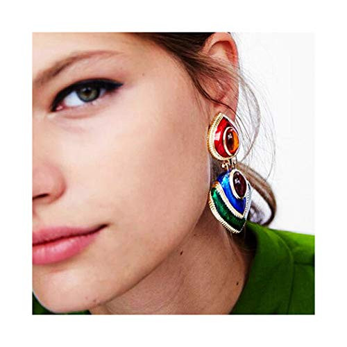 Campsis Crystal Drop Earring Vintage Statement Dangle Earring Heart Pendant Teardrop Jewelry for Women and Girls